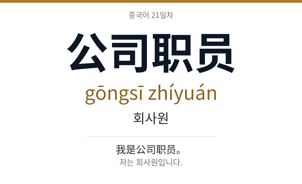 公司职员 gōngsī zhíyuán · 회사원