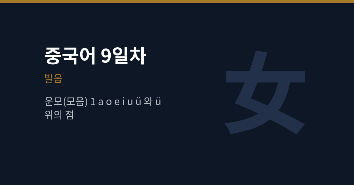중국어 운모 a o e i u ü 발음과 ü 점 규칙 (중국어 9일차)
