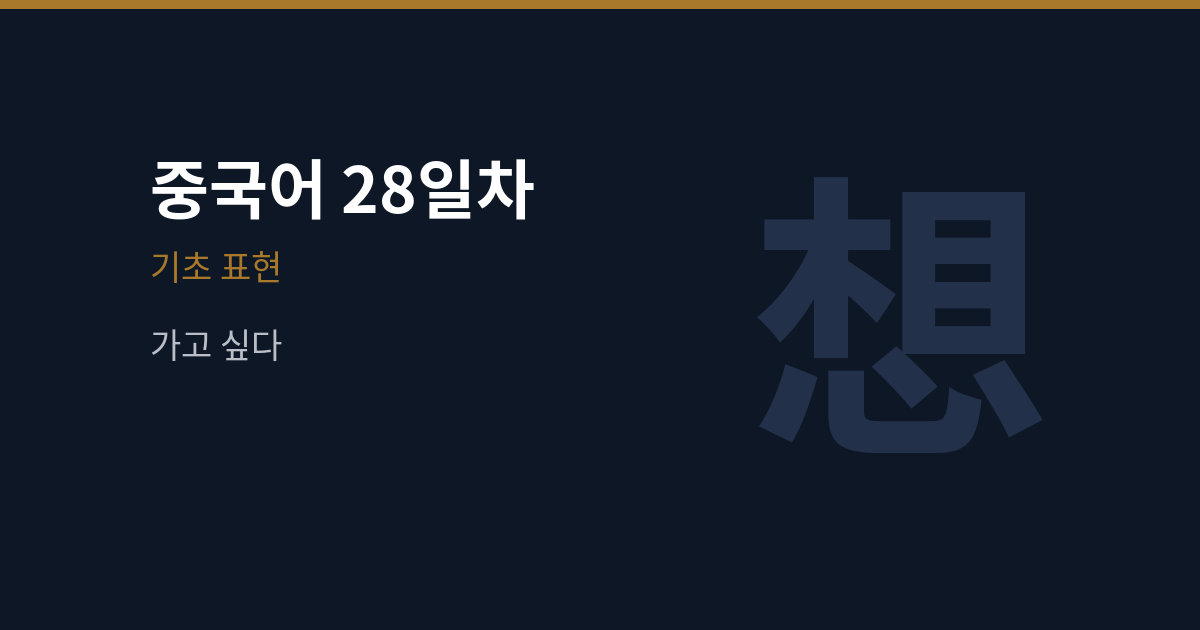 [중국어 28일차] 我想去中国 — 가고 싶다 말하는 법