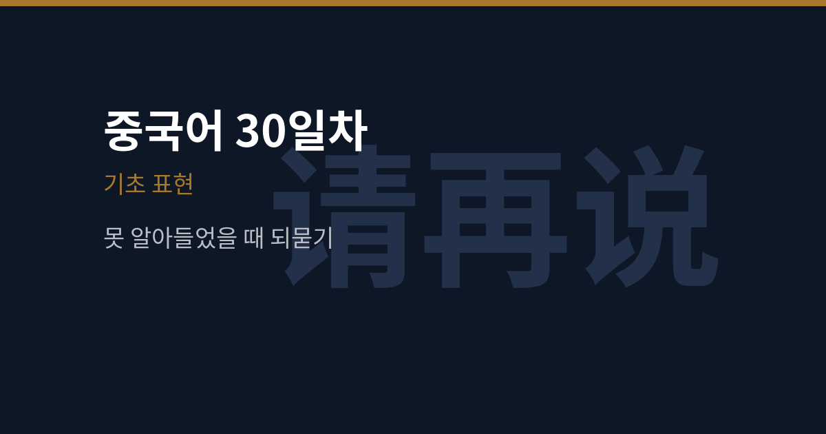 [중국어 30일차] 请再说一遍·我听不懂 못 알아들었을 때 되묻는 말