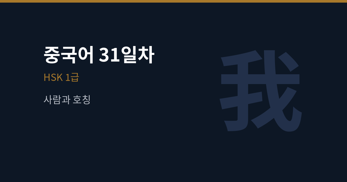 [중국어 31일차] 我·你·他·她 차이와 们 붙이는 법