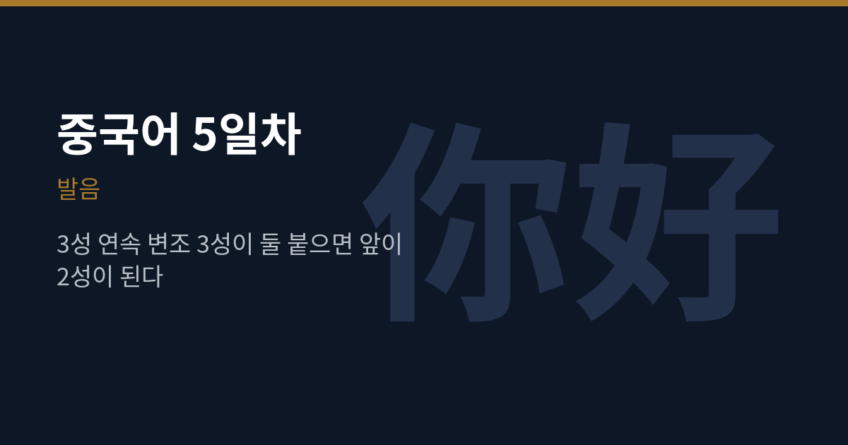 3성이 둘 붙으면 앞이 2성 — 你好 읽는 법 (중국어 5일차)