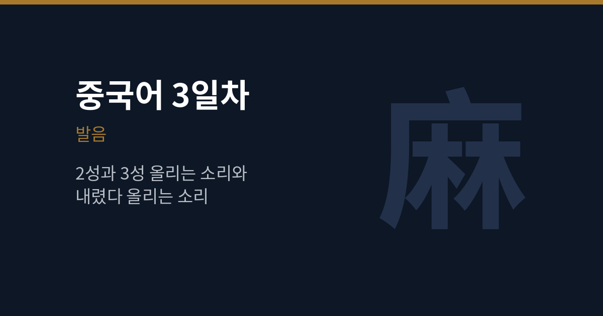 중국어 2성 3성 차이와 반3성 읽는 법 (중국어 3일차)