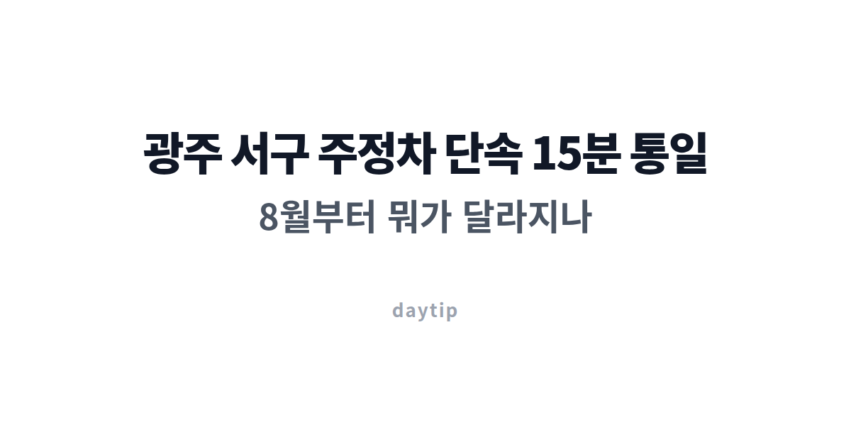 광주 서구 주정차 단속 15분 통일, 8월부터 뭐가 달라지나