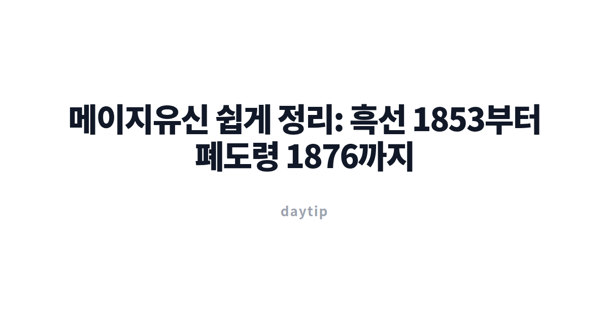 메이지유신 쉽게 정리: 흑선 1853부터 폐도령 1876까지