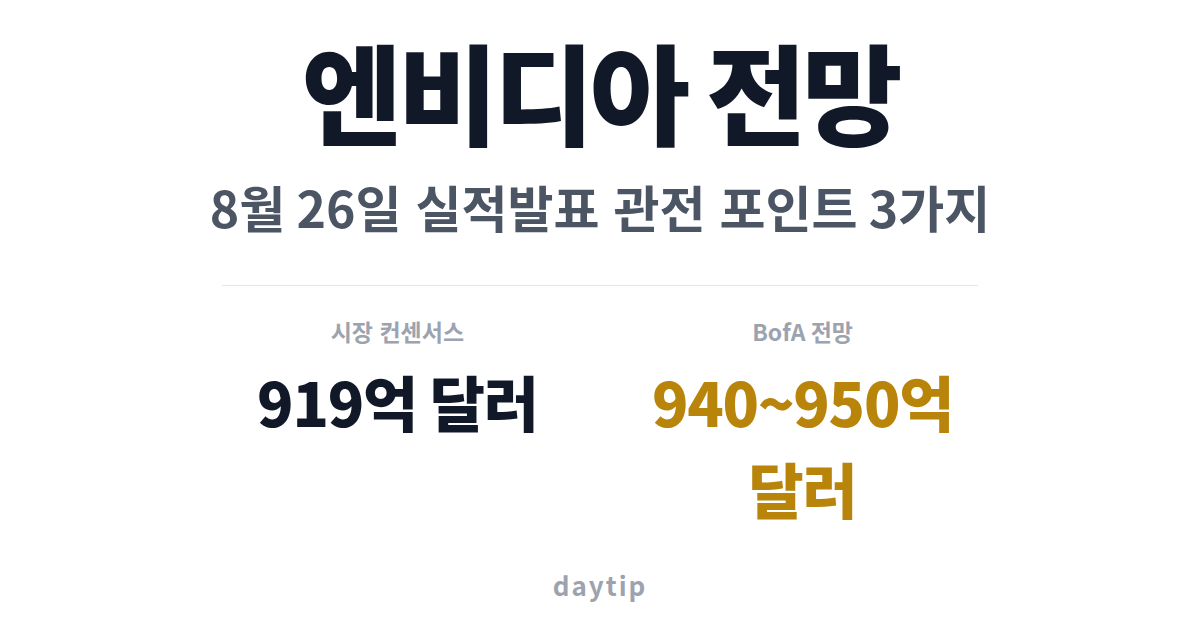 엔비디아 전망 8월 26일 실적발표 관전 포인트 3가지